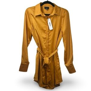 Olia Satin Mini‎ Shirt Dress Size Medium Satin Vibrant Sexy Bright Girls Night